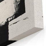Modern Black and White Abstract Oil Painting - Minimalist Wall Art Decor