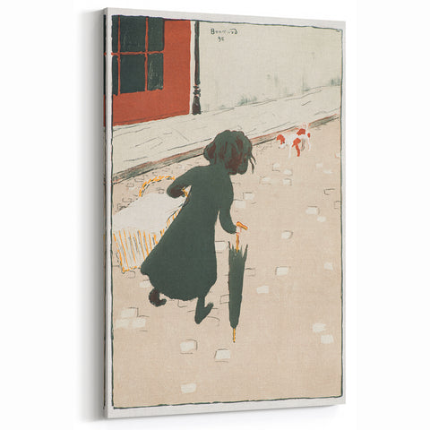 Vintage Street Scene - Modern Wall Art of Little Laundress in Paris