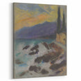 Rocky Seashore with Cypresses - Modern Wall Art of Coastal Landscape
