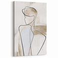 Minimalist Line Art Portrait - Abstract Figure in Beige and White Tones