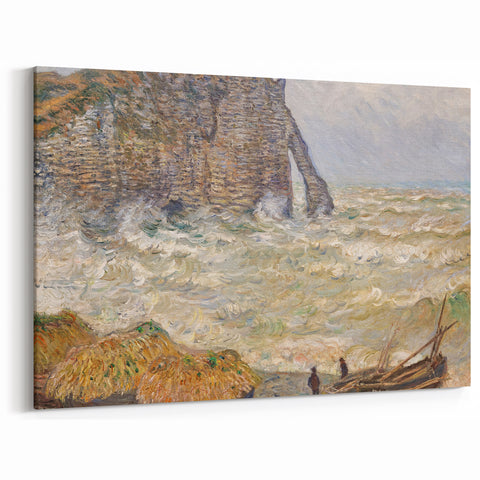Impressionist Seascape - Monet's Stormy Sea in Étretat, Framed Print