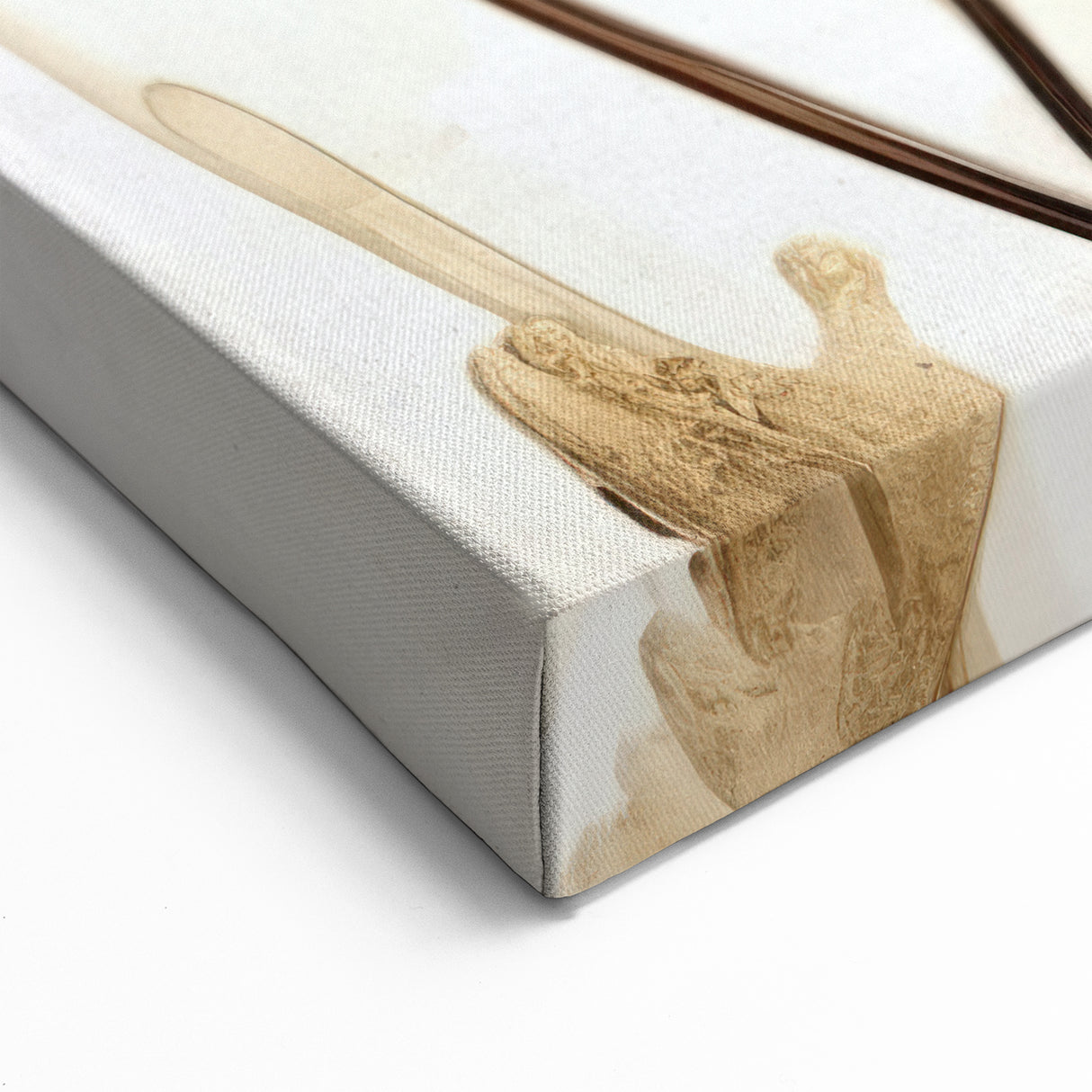 Modern Floral Abstract - Blue and Beige Flower Canvas Art Print