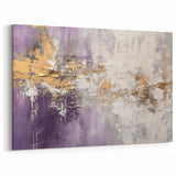 Elegant Strokes and Lines Abstract Art on Canvas – Modern Purple and Gold
