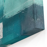 Modern Strokes and Lines Abstract Art – Teal and Navy Blue Canvas