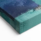 Modern Strokes and Lines Abstract Art – Teal and Navy Blue Canvas