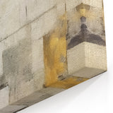 Geometric Strokes and Lines Abstract Art – Beige and Gold Canvas Print