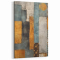 Geometric Abstract Strokes and Lines Art – Warm Gold and Blue Canvas