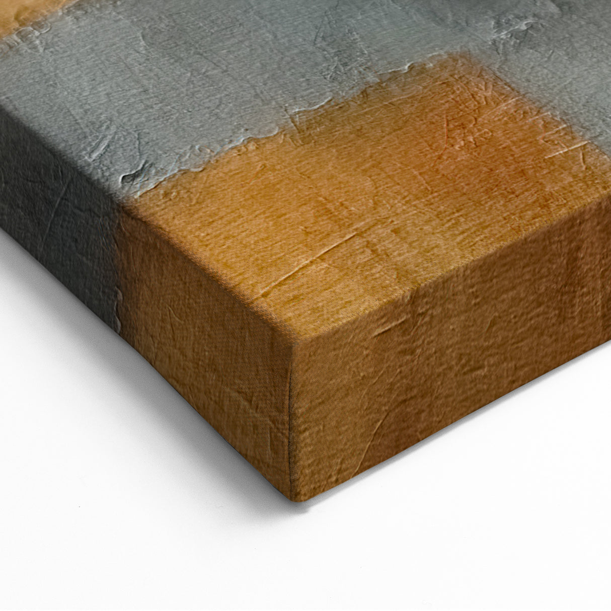 Geometric Abstract Strokes and Lines Art – Warm Gold and Blue Canvas