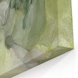 Nature-Inspired Abstract Strokes Art – Green and Yellow Canvas Print