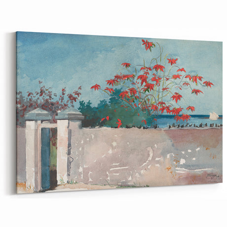 Classical Realism Painting - A Wall in Nassau by Winslow Homer