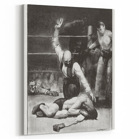 Realism Art Print of a Boxing Scene - Intense Moment in the Ring