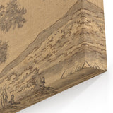 Realism Art Print of a Serene Landscape with Figures and Dog