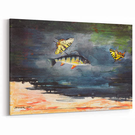 Realism Art Print of Fish and Butterflies - Nature’s Aquatic Harmony