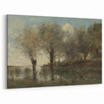 Realism Art Print of Tranquil Pond Scene with Trees in Picardy