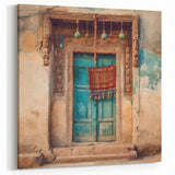 Vintage Indian Door Wall Art on Canvas – Rustic Architectural Charm