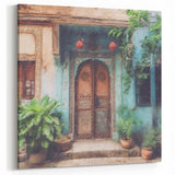 Traditional Indian Door Canvas Art – Rustic Botanical Decor
