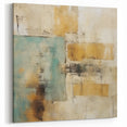 Rustic Abstract Strokes Wall Art – Teal, Beige, and Brown Canvas Print