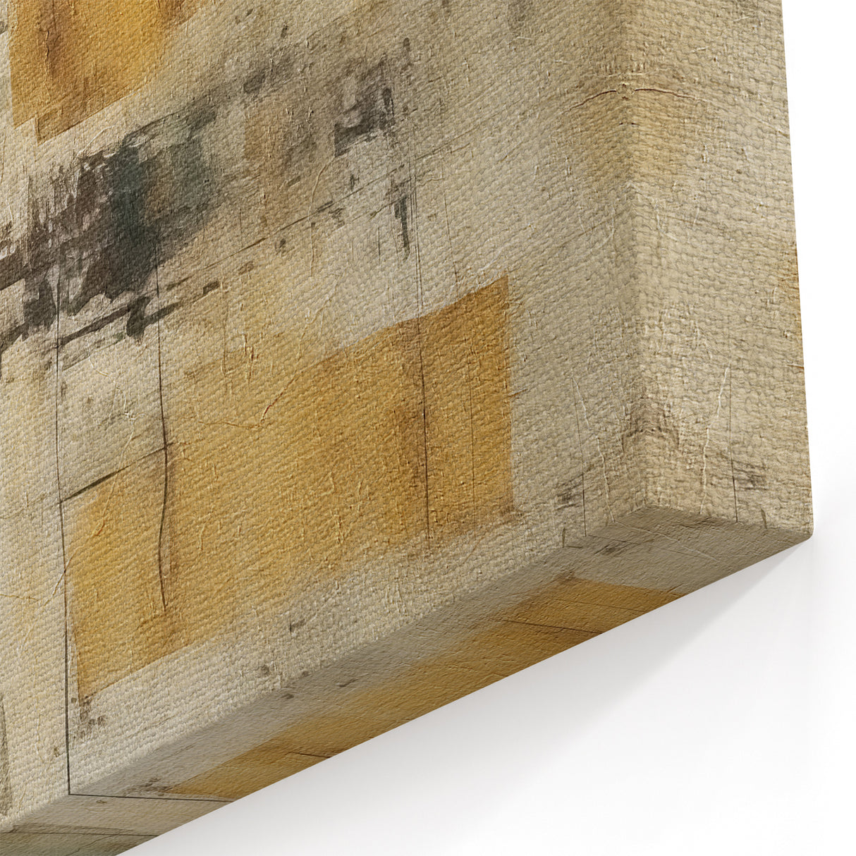 Rustic Abstract Strokes Wall Art – Teal, Beige, and Brown Canvas Print