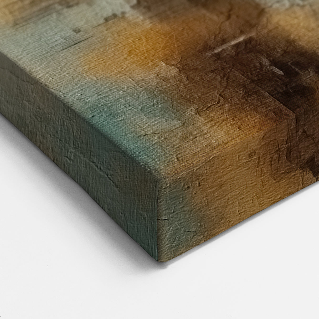 Rustic Abstract Strokes Wall Art – Teal, Beige, and Brown Canvas Print