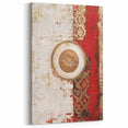 Ornate Abstract Red and Gold Wall Art – Textured Medallion Canvas Print