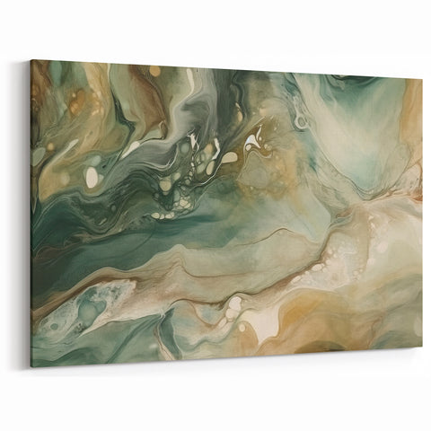 Nature-Inspired Abstract Art – Earthy Green and Brown Canvas Print
