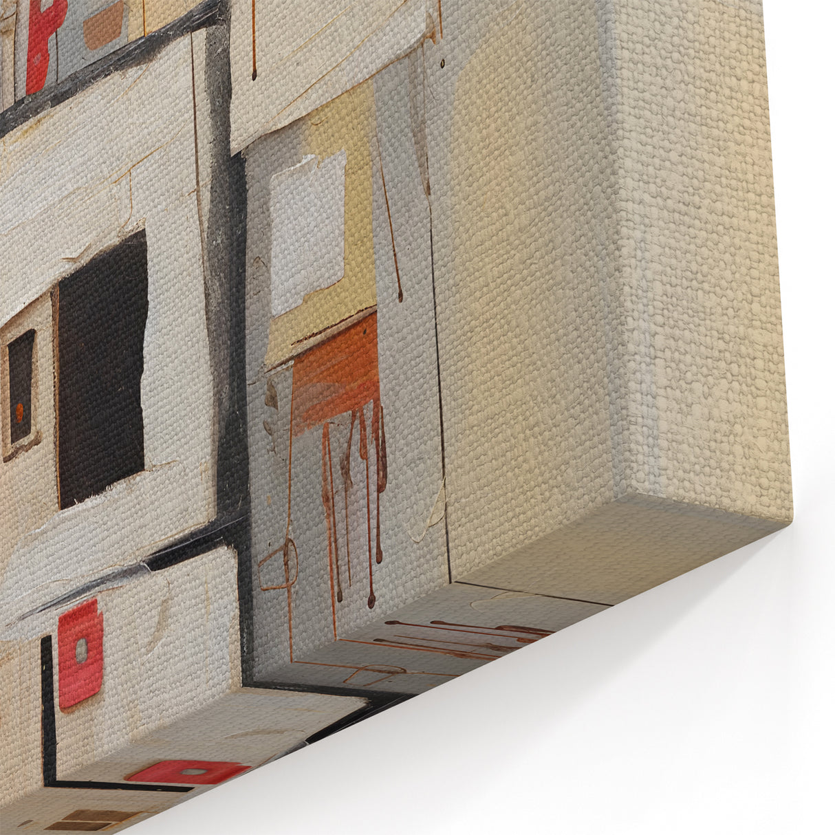 Modern Geometric Abstract Strokes - Orange, Black, and Beige Wall Art