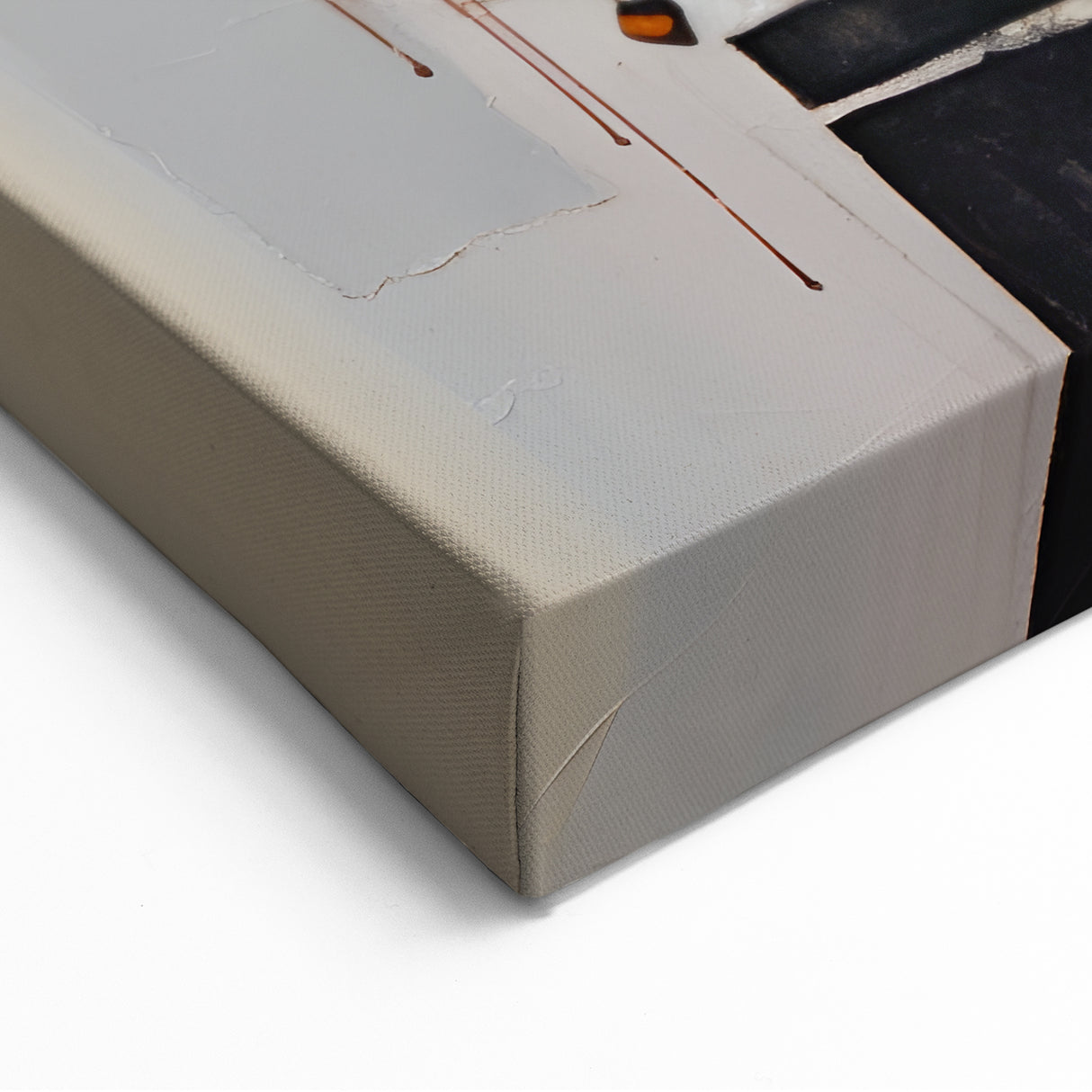 Modern Geometric Abstract Strokes - Orange, Black, and Beige Wall Art