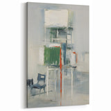 Muted Abstract Strokes - Green, White, and Gray Modern Wall Art