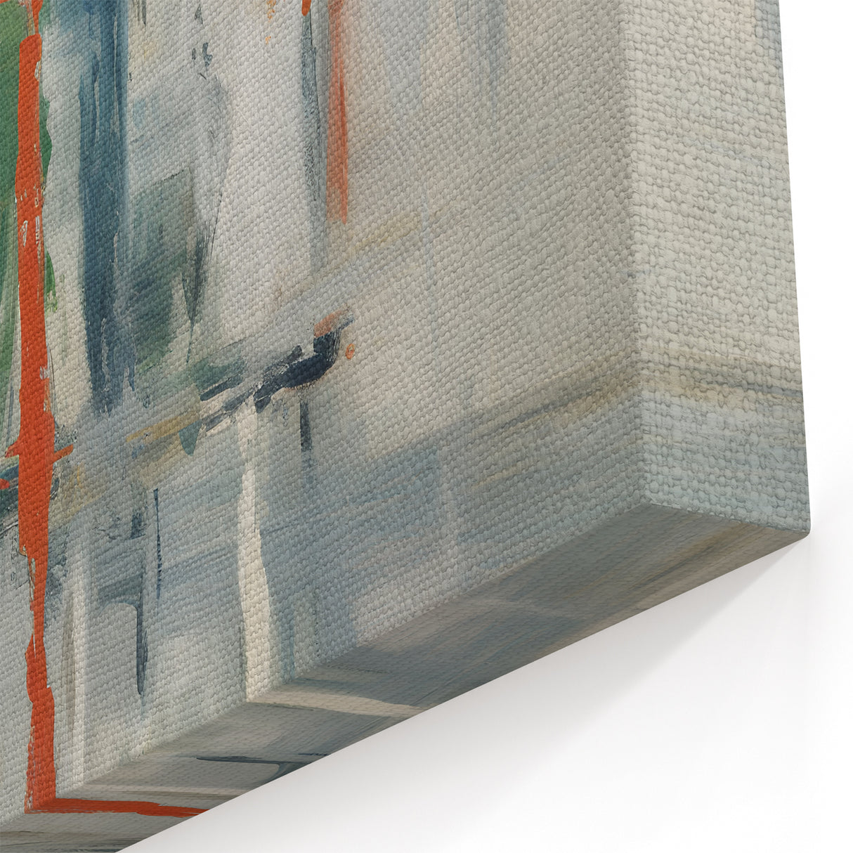 Muted Abstract Strokes - Green, White, and Gray Modern Wall Art