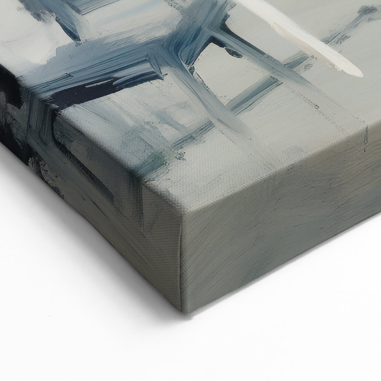 Muted Abstract Strokes - Green, White, and Gray Modern Wall Art