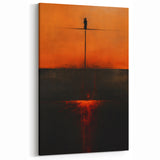 Dramatic Abstract Strokes - Fiery Orange and Black Wall Art