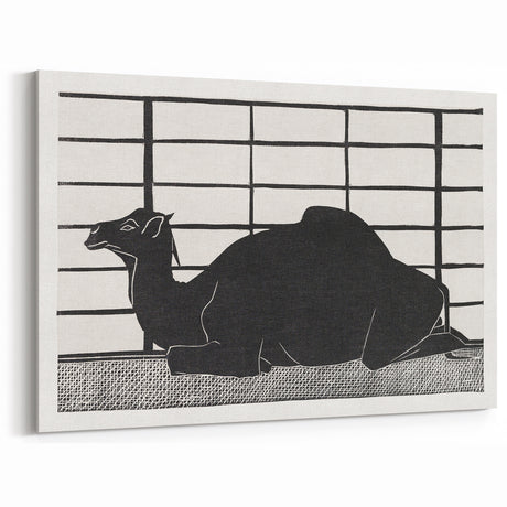 Abstract Camel Silhouette - Minimalist Modern Wall Art in Black & White