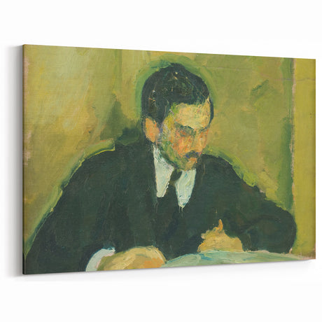 Portrait of a Man Reading - Abstract Modern Wall Art in Earth Tones