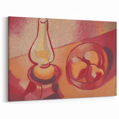 Still Life with Lamp - Warm Modern Wall Art in Red and Orange Tones