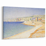 Pointillist Seaside Scene - Tranquil Modern Wall Art in Soft Colors