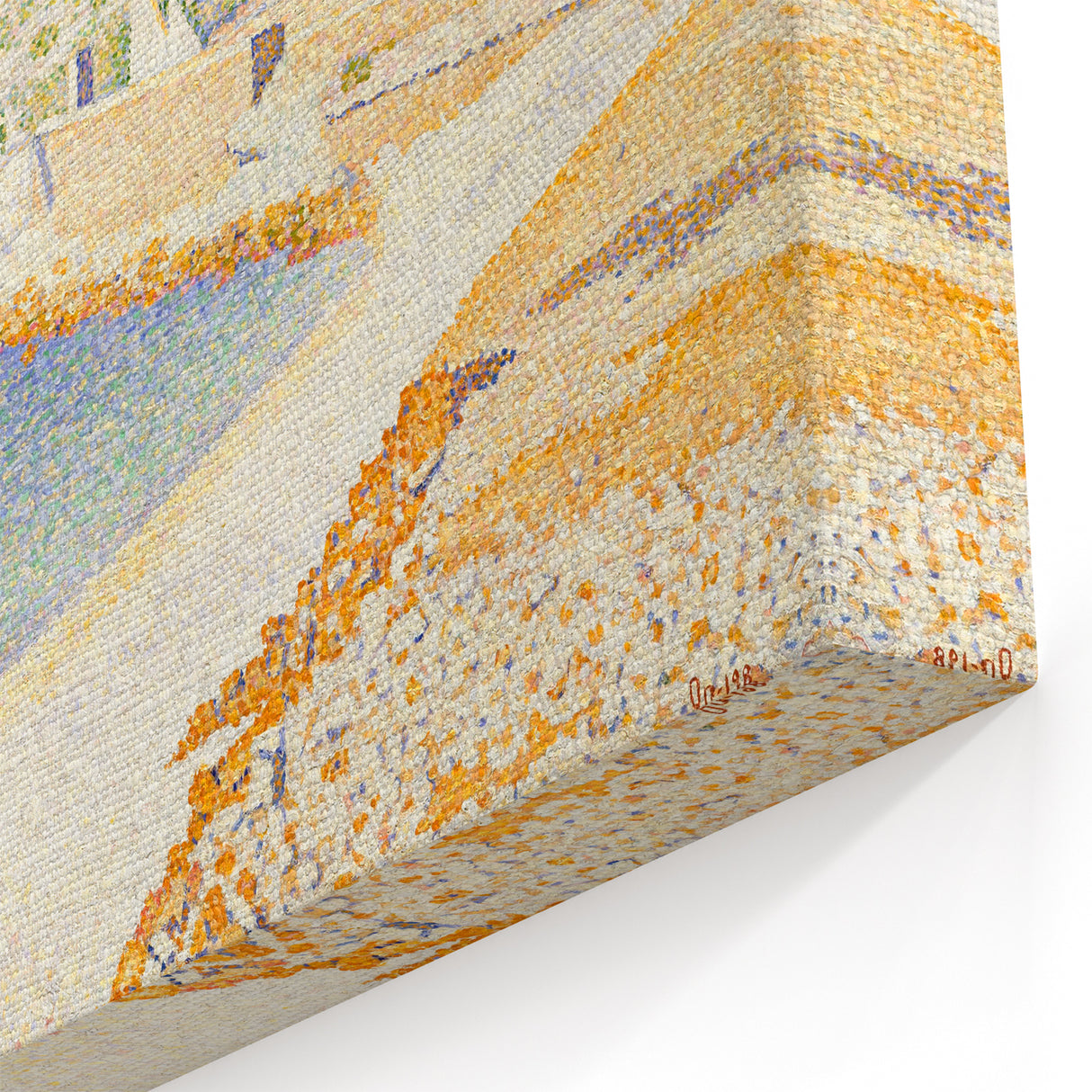 Pointillist Seaside Scene - Tranquil Modern Wall Art in Soft Colors