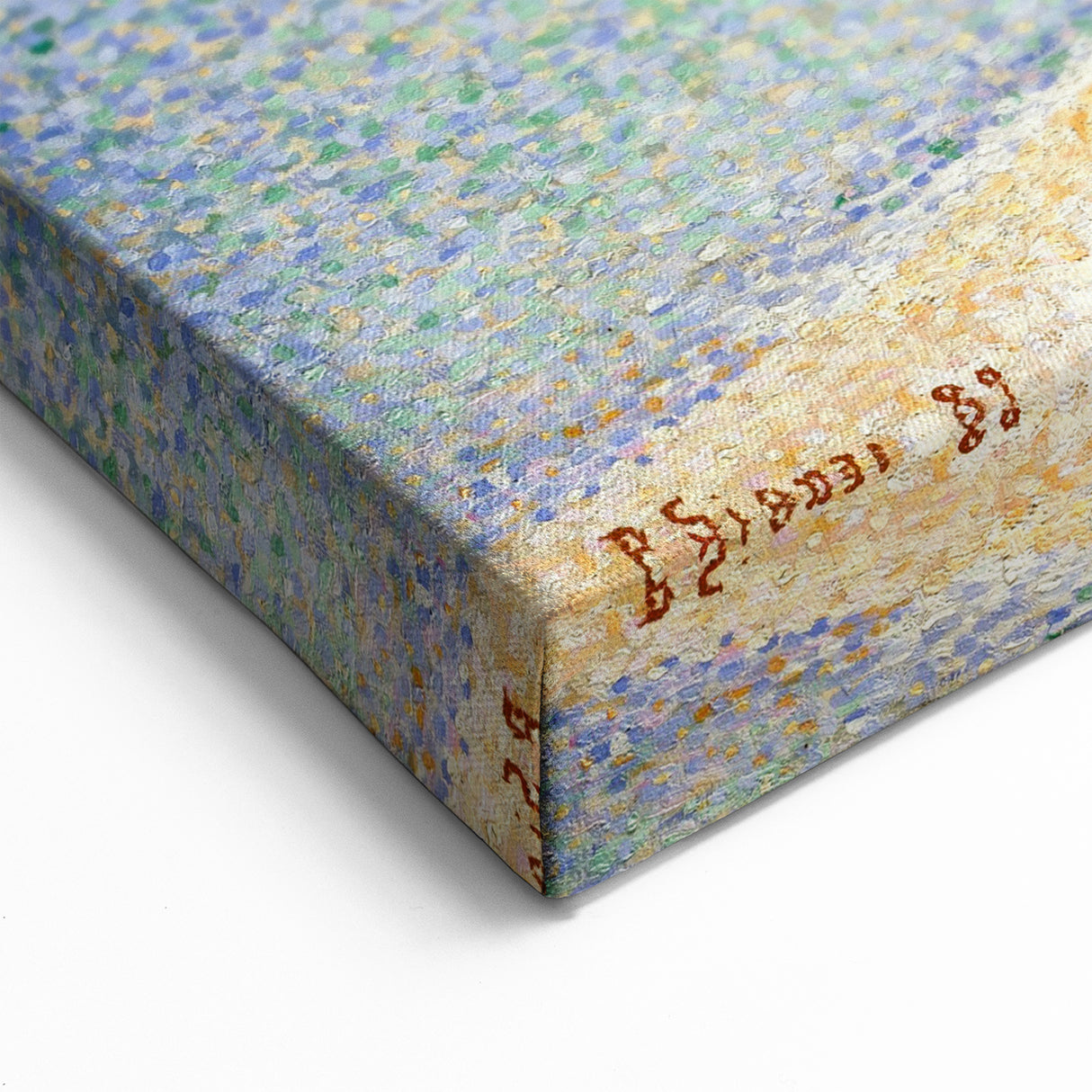 Pointillist Seaside Scene - Tranquil Modern Wall Art in Soft Colors