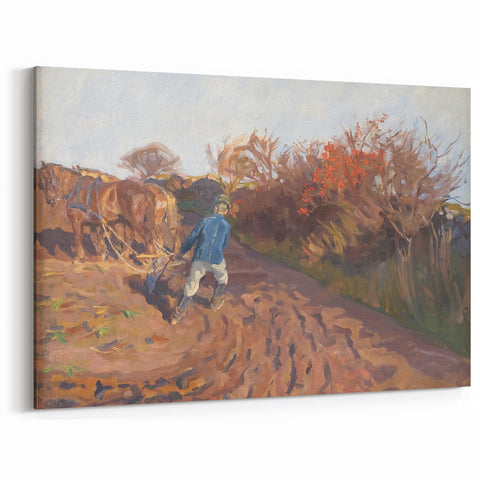 Realism Art Print of a Plowman at Work - Classic Rural Scene