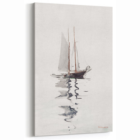 Realism Art Prints - Two-Masted Schooner by Winslow Homer Coastal Art