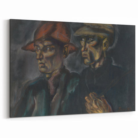 Realism Art Prints - Tramps by Konštantín Bauer Dark Expressive Portrait