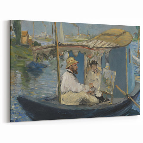 Impressionist Wall Art - Claude Monet Painting in His Studio by Manet