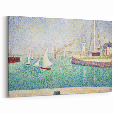 Entrance to the Port of Honfleur by Seurat: Coastal Pointillist Wall Art