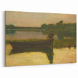 Realism Art Prints - Peaceful Sunset River Scene with Boat on Canvas