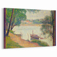 Gray Weather by Seurat: Serene Pointillist River Landscape Wall Art