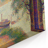 Gray Weather by Seurat: Serene Pointillist River Landscape Wall Art