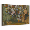 A Woman Seated Beside a Vase of Flowers by Degas: Classic Wall Art Print