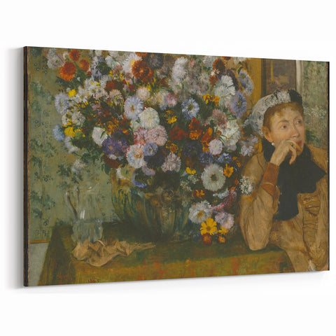 A Woman Seated Beside a Vase of Flowers by Degas: Classic Wall Art Print