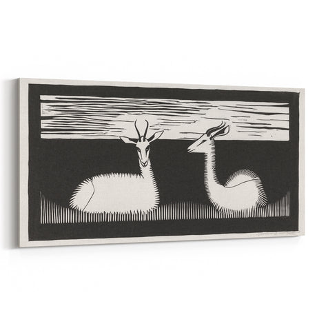 Modern Gazelle Wall Art - Minimalist Black and White Contemporary Decor