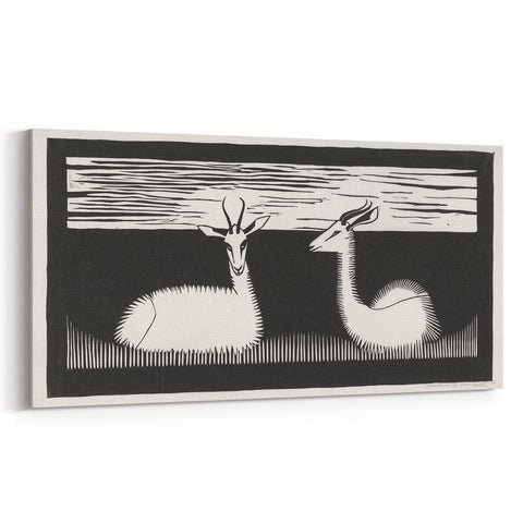 Modern Gazelle Wall Art - Minimalist Black and White Contemporary Decor