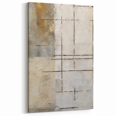 Neutral Geometric Abstract Strokes - Beige and Gray Wall Art
